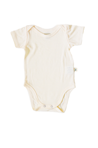Classic White Baby Navy Merino short sleeved bodysuit made in New Zealand by Wilderling